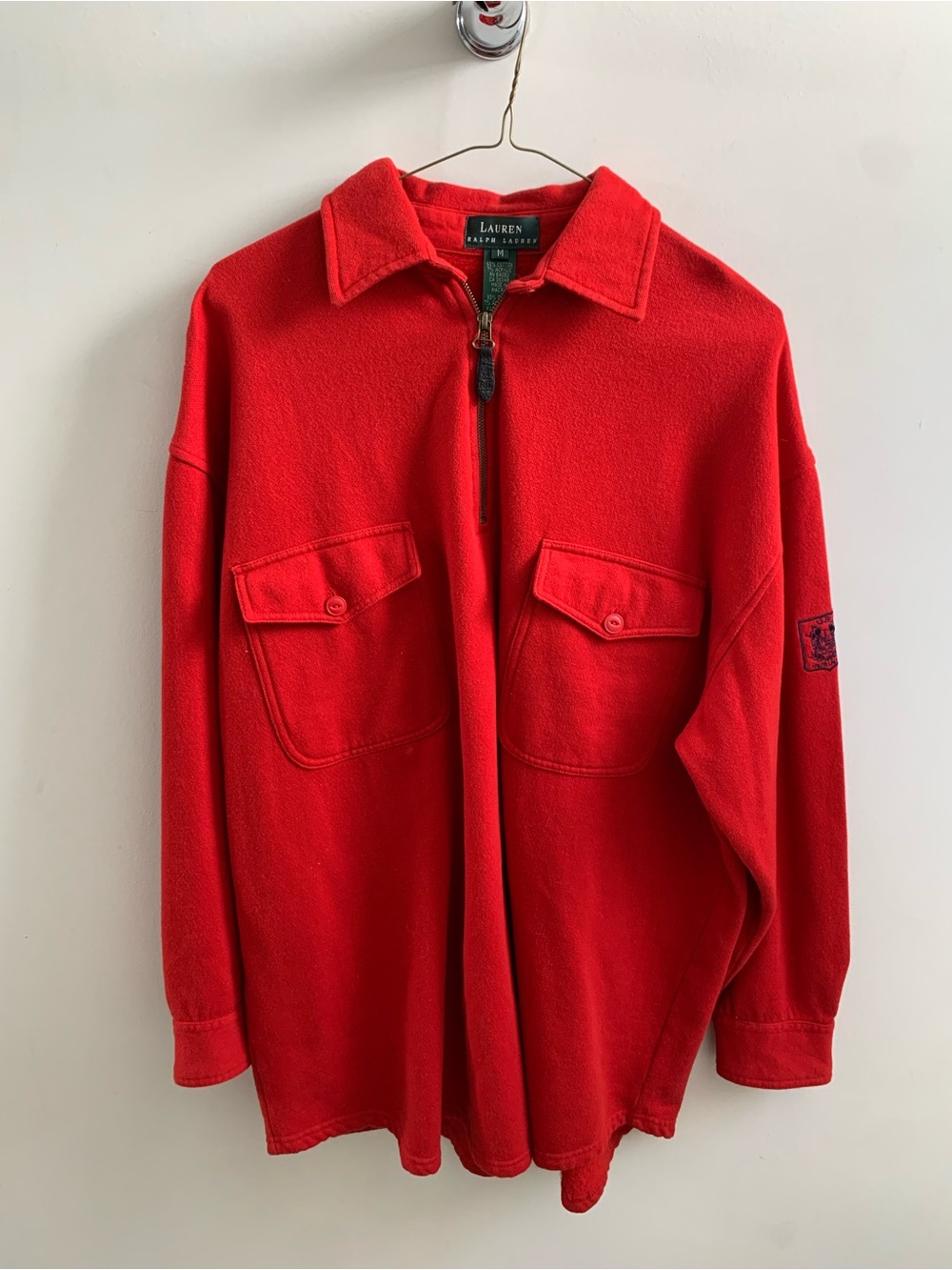 Lauren Ralph Lauren Red Fleece Half-Zip Overshirt